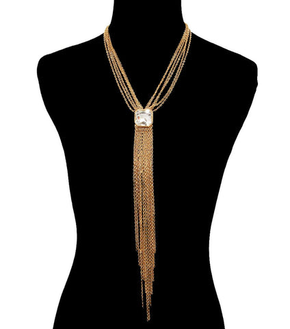 Fashion Trendy Classic Romantic Tassel Stoned Necklace for Women / AZFJLO060