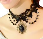 Arras Creations Trendy Victorian Gothic Lace Beads Tassels Decor Necklace for Women / AZVGNEA01-AGB