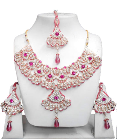 Bollywood Style Indian Imitation Necklace Set / AZBWBR039-GPI