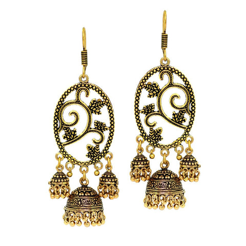 Bollywood Trendy Fashion Oxidized Finish Jhumka Earring For Women / AZINOXE09-AGL