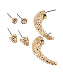 Post Earrings/3 Pairs - Gold