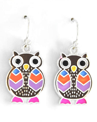 Fashion Owl Dangle Multi Color Epoxy Earring / AZERFH643-SMU-HAL