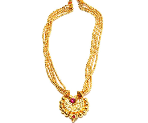 Arras Creations Imitation Traditional Kolhapuri Necklace for Women / AZKCN2032-GLD