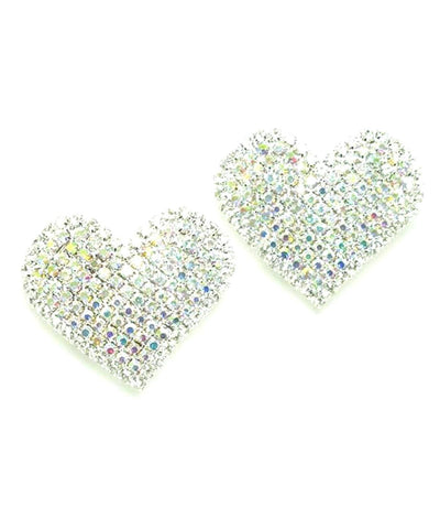 Valentine Heart / Rhinestone Heart Clip on Earrings / AZERCO449-SAB