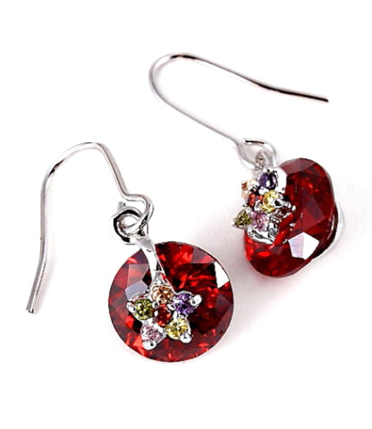 Cubic Zirconia Earrings / Color: Ruby & Multi / AZERFH115-SRD