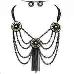 Arras Creations Fashion Beaded Drape Fringe Necklace for Women / AZFJNS087-BLK