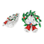 Christmas : Crystal Enamel Christmas Wreath Bell Clip on Earrings / AZERCO101-SMU-CHR