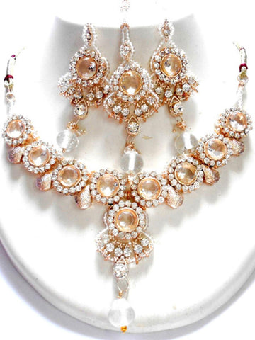 Bollywood Style Indian Imitation Necklace Set / AZBWBR047-GWH