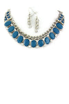 Arras Creations Fashion Gem Paved Collar Rhinestone Necklace Set for Women / AZFJNS104-SBL