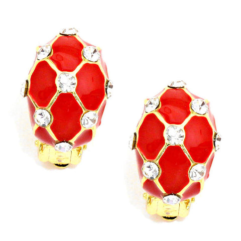 Oval Dome Honeycomb Clip on Earrings / AZERCO828-GRC