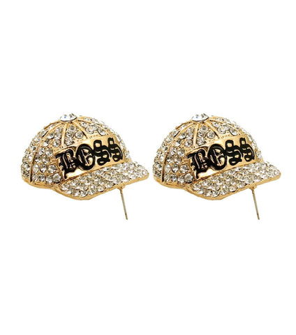 Gold Boss Stone Cap Earrings / AZERFH299-GCL