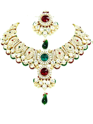 Bollywood Style Indian Imitation Necklace Set / AZBWBR069-GRG