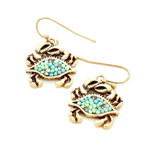 Sea Life Fashion Beaded Antique Crab Earrings for Women / AZERSEA301