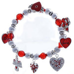 Heart Charm Bracelet / Color: Silver Red / AZBRST034-ERD