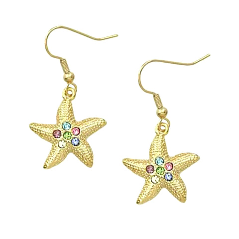 Sea Life / Starfish Dangles Fish Hook Earring / AZERSEA561-GMU