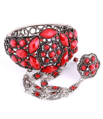 Arras Creations Fashion Trendy Hand Chain/Slave Bracelet/Bracelet & Ring Set for Women / AZFJSB011-ASR