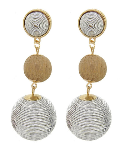 Fashion Trendy Thread Ball Dangle Earrings for Women / AZERPP563-GSB