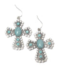 Fashion Trendy Turquoise Cross Earrings For Women / AZERCR020-ATC