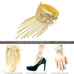 Arras Creations Trendy Fashion Flower Fringe Arm Cuff/Bracelet for Women/Anklet for Women / AZABRH004-GCL