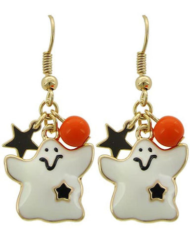 Fashion Halloween Ghost Dangle Fish Hook Earrings For Women / AZERFH545-GWR-HAL
