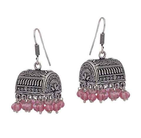 Buy CHUIMUI Oxidised Silver-Toned Dome Shaped Jhumkas Earrings with pearls  Online at Best Prices in India - JioMart.