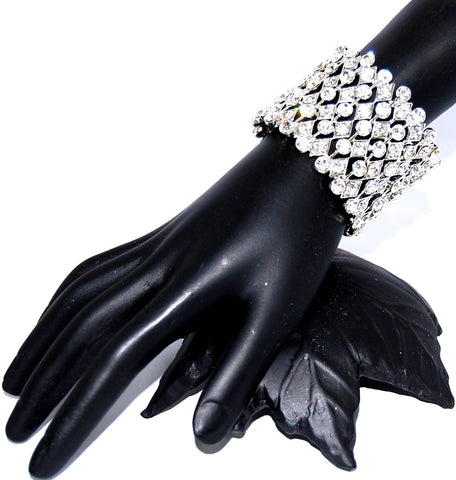 Arras Creations Fashion Trendy Cuff Rhinestone Bracelet Silver For Women / AZBRCF002-SIL