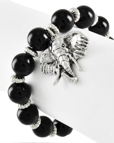 Fashion Trendy Elephant Charm Animal Stretch Bracelet For Women/ AZBRST039-SBK