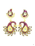 Imitation Designer Peacock Kundan & Purple Epoxy Stone Earrings For Women / AZIDPE584-GPU