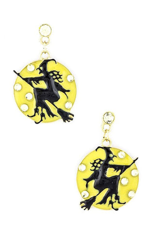 Halloween Witch Earrings / Color - Yellow Black