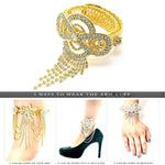 Arras Creations Fashion Trendy Bow Rhinestone Arm Cuff/Bracelet/Anklet for Women / AZABRH006-GCL