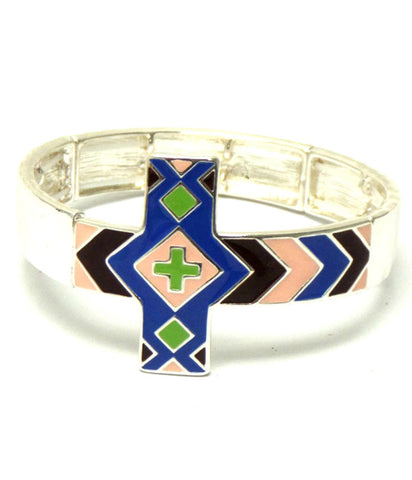 Fashion Religious Chevron Cross Stretch Bracelet for Women / AZBRST065-SMU