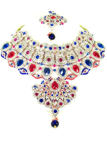 Bollywood Style Indian Imitation Necklace Set / AZBWBR031-GPB