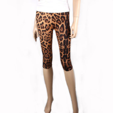 Fashion Trendy Animal Print Short Capri Legging For Women / AZPASL002-BRW-APR