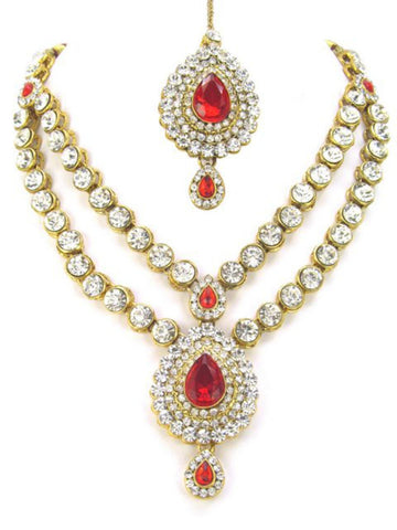 Trendy Indian Traditional Imitation Delicate Kundan Necklace Set for Women / AZINKJ602-GRD