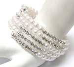Fashion Trendy Rhinestone and Imitation Pearl Coil Bracelet For Women / AZBRBB001-SPE