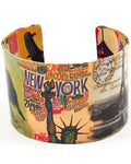 Arras Creations Trendy Fashion Metal w/New York Themed Paper Work Art Cuff Bracelet For Women / AZBRCF018-MUL