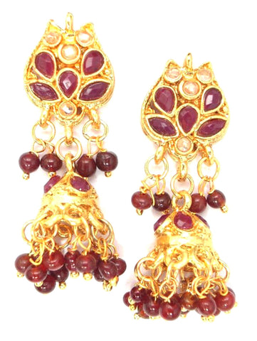 Imitation Polki Stone Jhumka Earrings For Women / AZINJE123-GRD