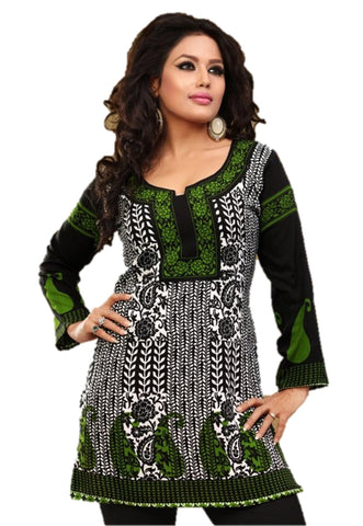 Indian Tunic Top Womens / Kurti Printed Blouse tops - AZDKJD-EX02A