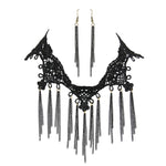 Arras Creations Fashion Victorian Gothic Fringe Lace Tassel Necklace Earring Set for Women / AZVGNE769-ABK