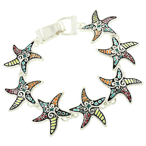 Sea Life / Mosaic Design Starfish Magnetic Bracelet / AZBRSEA781-AMX