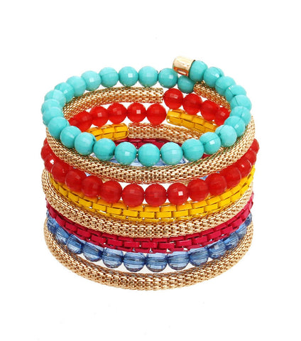 Fashion Trendy Chain Beads Bracelet For Women / AZBRBB801-MUL