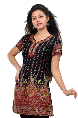 Indian Tunic Top Womens / Kurti Printed Blouse tops - AZDKJD-27B