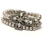 Fashion Trendy Cross and Multi Metal Balls Stretch Bracelet For Women / AZBRST020-BSL