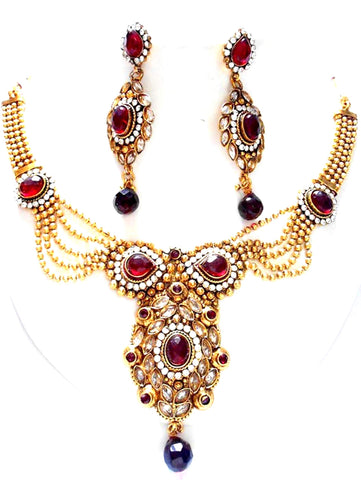 Arras Creations Designer Imitation Polki Necklace Set for Women / AZINPD010-GDR