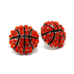 Sports BasketBall Mom - Crystal Deco Basketball Stud Earring/ AZSJER012-SHB