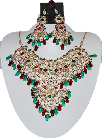Bollywood Style Indian Imitation Necklace Set / AZBWBR016-GGR