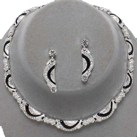 Arras Creations Trendy Fashion Rhinestone Necklace Set for Women. / AZBLRH073-SBK