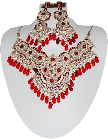 Fashion Trendy Bollywood Style Indian Imitation Necklace Set For Women / AZBWBR023-GRD