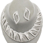 Arras Creations Trendy Fashion Crystal Rhinestone Collar Bridal Necklace Set For Women / AZBLRH061-SCL