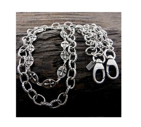 Mens stainless steel jeans chain - Burnished Silver / AZMJJC005-BSL